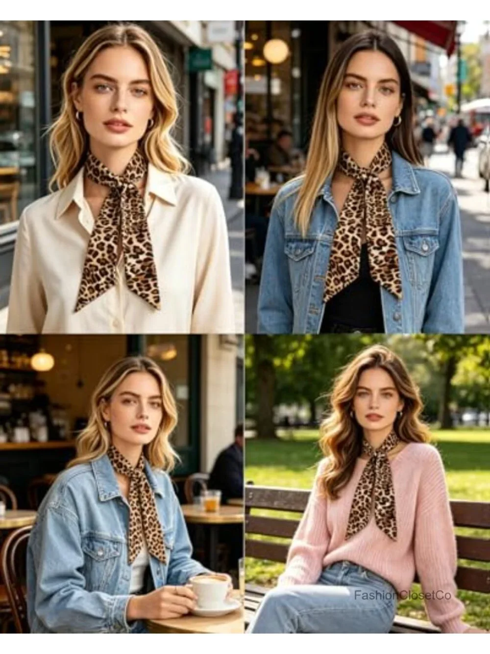 Leopard Print Skinny Scarf Long Neck Scarf Hair Waistband Accessory